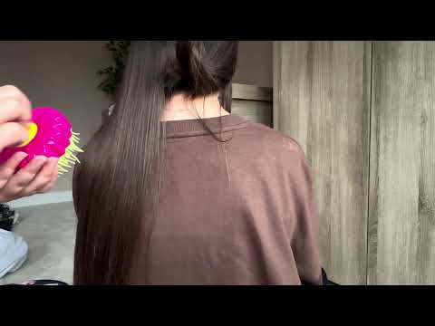 My niece does my hair! Hair brushing, hair play and hair styling (ASMR NO TALKING)