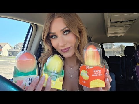 ASMR | Trying *VIRAL* Mango, Peach, and Lemon Ice Creams!! 🥭🍑🍋 (Car Mukbang)