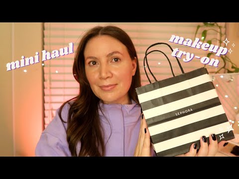 ASMR Sephora Mini Haul 🛍 Makeup Try-On💄✨Soft Spoken & Whisper 💕 Packaging + Box Sounds