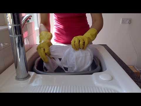 ASMR Mummy Hand Washes White Bra's Wearing Yellow Rubber Gloves