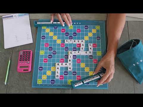 ASMR Scrabble Board Game Sounds(jingling and tapping tile sounds, board tapping, soft whispered)
