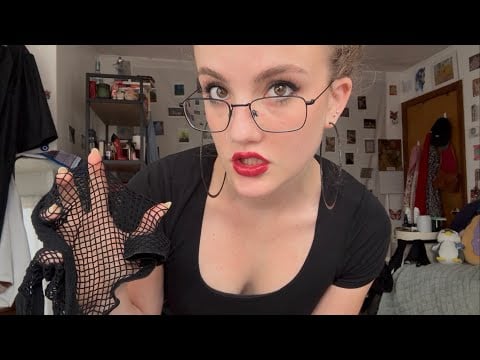 Fishnets & Red Lips | asmr girl fabric scratching personal attention grwm [AGGRO]