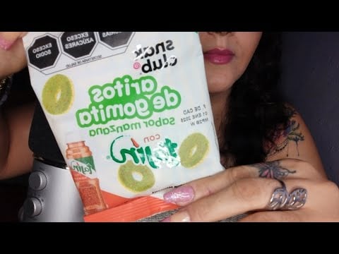 ASMR Comiendo gomitas de manzana 🍏 verde con tajin