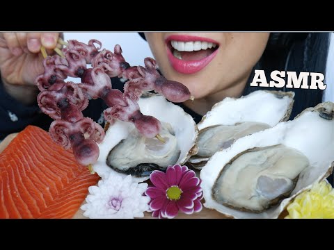 ASMR RAW SEAFOOD *GIANT KING OYSTER + SALMON + BABY OCTOPUS (EATING SOUNDS) NO TALKING | SAS-ASMR