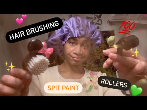 ASMR - Rollers, Spit Paint, Hair Brushing (Bridgett)
