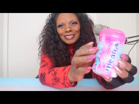 MENTOS COTTON CANDY BUBBLE GUM ASMR CHEWING GUM