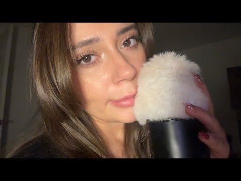ASMR - Breathy Whispers / Mouth Sounds / Hand Movements & Fluffy Mic Rubbing