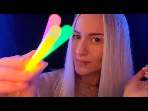 Gentle ASMR | ✨ TRACING the alphabet with GLOW STICKS ✨ (mouth sounds)