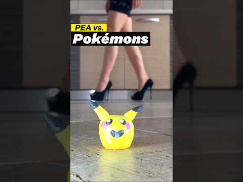 Pea vs. Pikachu & friends! Oddly Satisfying Heels Crushing Things! Clay Cracking ASMR