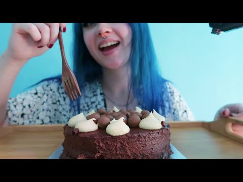 ASMR Eating A BIG MALTEASER PARTY CAKE (With A Fork 😋) MUKBANG EATING SOUNDS