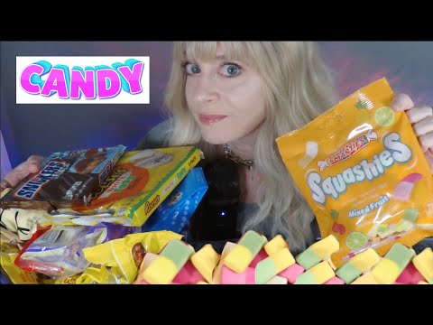 ASMR Trying SQUASHIES Mixed Fruit & HUGE Candy Haul | Mukbang & Review