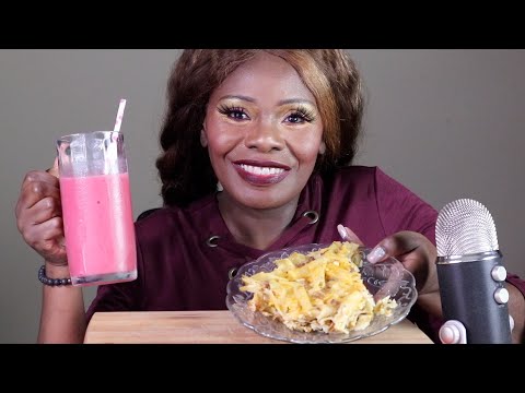 Meaty Cheese Macaroni Plum Smoothie ASMR Eating Sounds