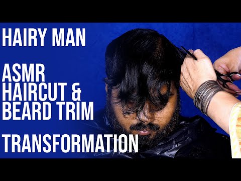 Real ASMR Haircut💕 Ultra Relaxing Professional Hair Stylist, Scalp Massage & Beard Trim Male Haircut