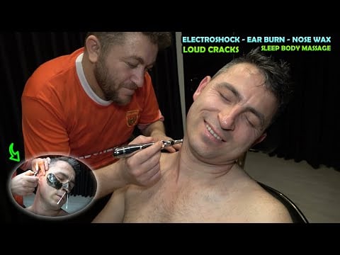 💈IT WAS IMPOSSIBLE NOT TO BE SHOCKED 🤨 CRACKS, WAX, BURN 💈  ASMR head,chest,back,ear & body massage