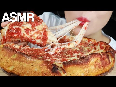 ASMR CHICAGO DEEP DISH PIZZA *EXTRA CHEESY* EATING SOUNDS MUKBANG