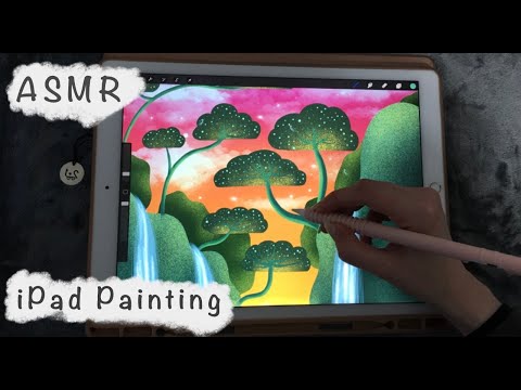 ASMR - Painting in Procreate - Close Whispering - iPad writing Sounds - Pencil Sounds