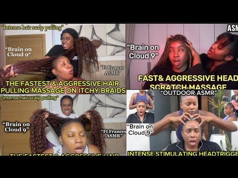 ASMR:FAST&INTENSE AGGRESSIVE BIG BRAIDS SCALPSCRATCH/EXTREME HAIR PULLING COMPILATION @Francesasmr1 