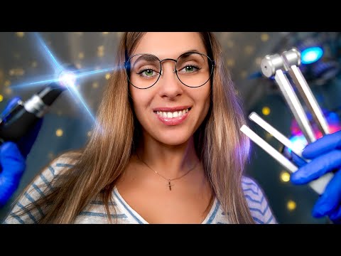 ASMR Sleep Inducing Ear Cleaning and Hearing Test, OTOSCOPE exam, Tuning Forks for SLEEP and RAIN