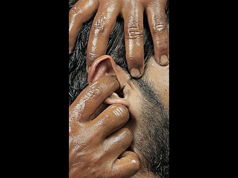 Ear Finger With Oil | The Big Eyes Barber | ASMR Head Massage | Ear Cracking #shorts
