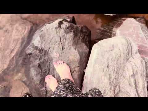 ASMR bare feet walking in fresh Lake water soothing sounds