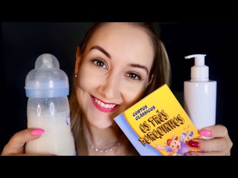 ASMR Roleplay: SOU SUA BABÁ BOAZINHA E VOU TE COLOCAR PARA DORMIR 💛