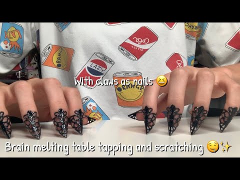 TABLE TAPPING AND SCRATCHING ONLY ASMR | NO TALKING | NAIL CLAWS