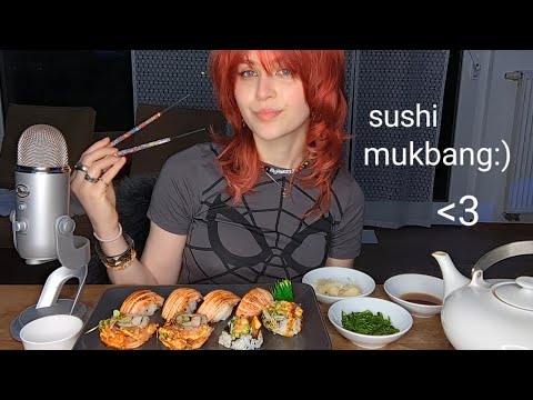 ASMR SUSHI mukbang! (nigiri, california rolls, wakame...)