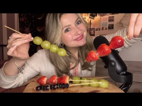 ASMR | eating tanghulu (sugar coated fruits) | crunchy eating sounds 