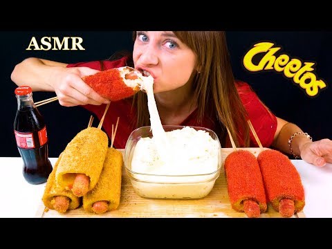 ASMR HOT CHEETOS MOZZARELLA CORN DOGS EATING SOUNDS LiLiBu