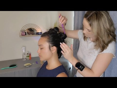 ASMR Perfectionist Bun Hawk Hairstyle With Mini Combing & Finishing Touches for SLEEP