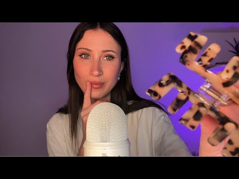ASMR clipping your hair back (clicky mouth sounds) 💆‍♀️