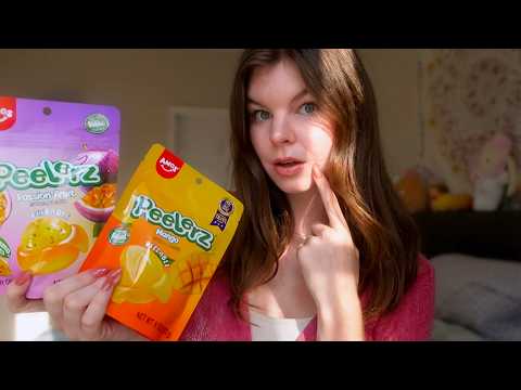 ASMR eating peelerz gummies 🍬 (close mouth sounds)