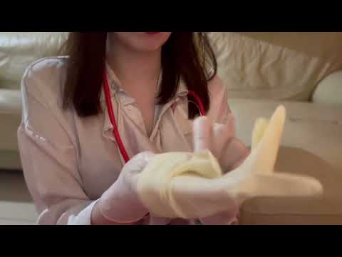 ASMR latex and surgical gloves layering