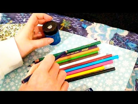 ASMR Pencil Sharpening & Swatching w/ Some Plastic & Paper Sounds 🌸 No Talking