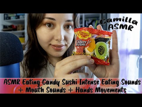 ASMR Eating Candy Sushi Intense Eating Sounds + Mouth Sounds + Hands Movements