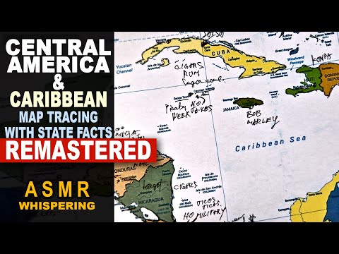 REMASTERED: ASMR Drawing of CENTRAL AMERICA and CARIBBEAN Map With States Facts | ASMR map tracing