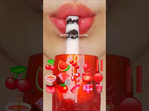 @AngelEATING777 asmr (RED FOODS) EMOJI FOOD KOHAKUTO HONEY JELLY 빨간 디저트 먹방 코하쿠토 꿀젤리  eating sounds