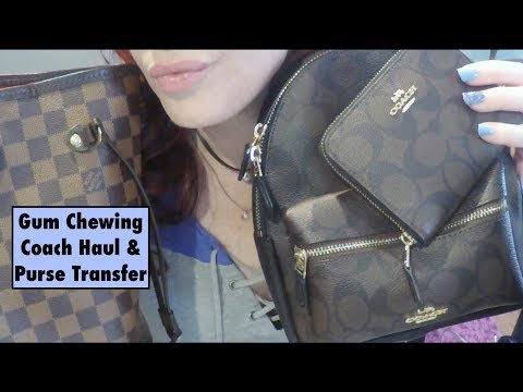 ASMR Gum Chewing Whispered Coach Store Haul & Purse Transfer.