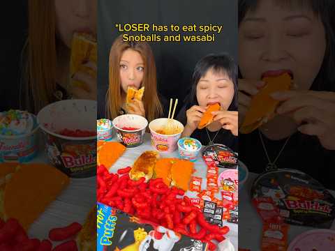 Spicy buldak ramen and Taco Bell race eating challenge! #food #eating #mukbang #burrito #challenge