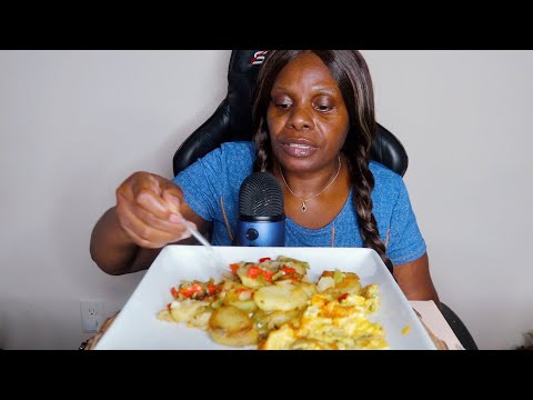 I USE FROZEN ONIONS AND PEPPERS TO MAKE MY STIR FRY ASMR EATING SOUNDS