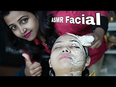 ASMR Female Face Facial | ASMR Gold Facial On Indian Female Face | Girls Face Cleaning ASMR