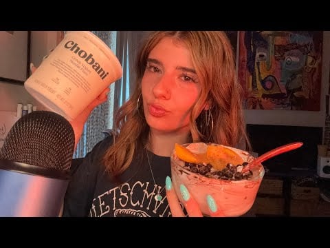 [ASMR] Eating a Yogurt Bowl 🥣 pt.2 (close eating sounds)