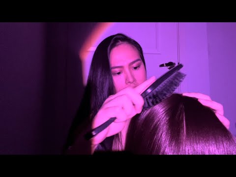 ASMR: Hair Brushing | Scalp Scratching | Gentle Rain Sounds | Gum Chewing + Snapping