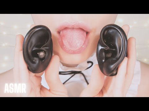 ASMR EAR LICKING + EATING 4K 👅💖귀 핥기 👅 耳舐め 💖舔耳+含耳💖