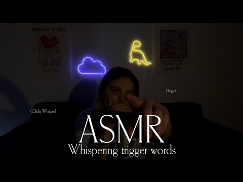 ASMR - Whispering Trigger Words with Mouth Sounds (Dark Visuals For Sleep)