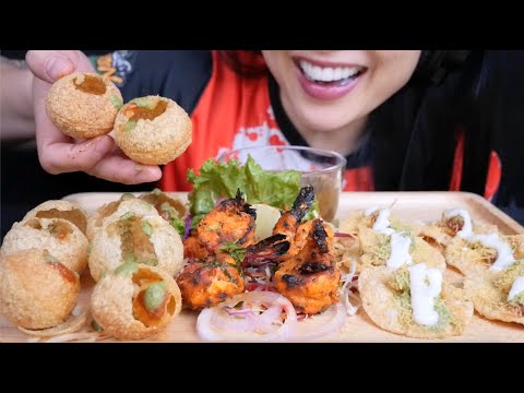 PANI PURI + TANDORI SHRIMP  (ASMR EATING SOUNDS) LIGHT WHISPERS | SAS-ASMR