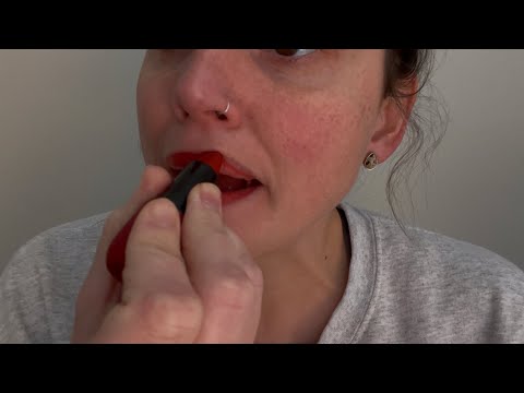 ASMR - Lipstick Application - Whisper Gum Chewing!