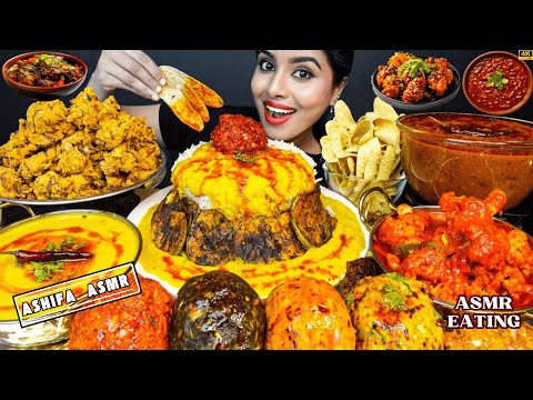 Eating Spicy Bengali Food,Baingan Bharta,Aloo Ka Bharta,Dal Tadka,Achari Gobi ASMR Eating Mukbang