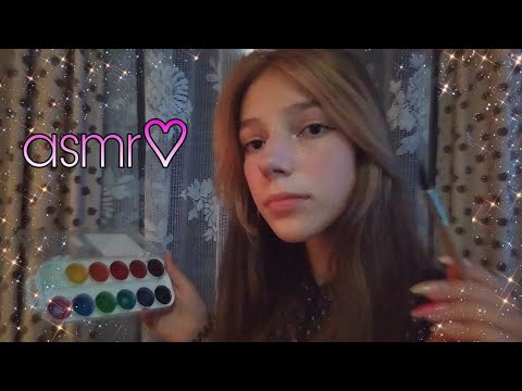 асмр💓//малюю на тобі🖌️//  ти-альбомний лист🌛// триггери// asmr drawing on you