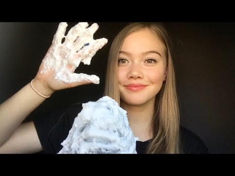 ASMR| SHAVING CREAM ON MIC (PLASTIC CRINKLE TINGLES)